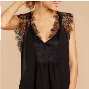 NWOT From a Dream black lace accent top
